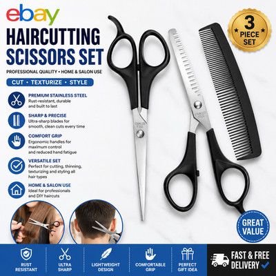 Profi Friseurschere Friseursalon Haarschneideschere 3 tlg Set