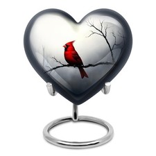 Red Cardinal Heart Urn Keepsake 3Inch Mini Urns for Human Ashes Cremation Small
