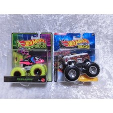 2 Hot Wheels Monster Trucks Fie Alarm Piranha Fire Truck