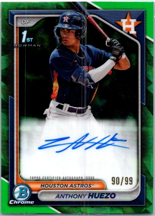 2024 Bowman Sapphire #BSPA-AHU Anthony Huezo Chrome Prospect Auto Green #/99