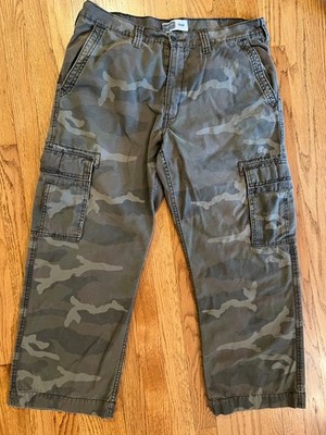 Levi's Signature Camo Baggy Cargo Pants Size 36 x 30 Cotton Faded Worn