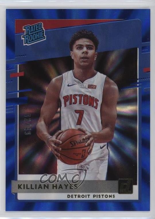 2020-21 Panini Donruss Rated Rookies Blue Laser 2/49 Killian Hayes Rookie RC nd3