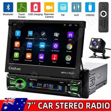 7" Flip Out Single Din Car Stereo For Apple CarPlay Android Wireless Head Unit