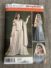 Simplicity Costume Pattern Renaissance Dress Veil Womens 16-24 Uncut 2573