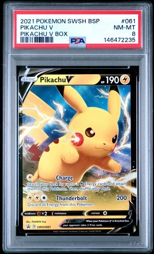 2021 POKEMON SWSH BLACK STAR PROMO PIKACHU V BOX #061 PIKACHU V PSA 8