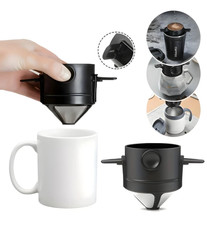 Mesh Coffee Filter Stainless Steel Paperless Pour Over Cone Dripper Reusable