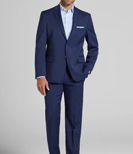 2025 JOS A BANK Bright Navy Blue Full Suit 40R Wool Slim Fit