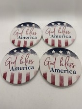 God Bless America Coasters Set of 4 Cork Backed Patriotic Made in USA