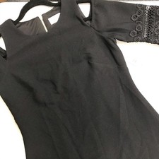 Eliza J Black Dress Crochet Bell Sleeve Cold Shoulder Size 10 Designer NWT