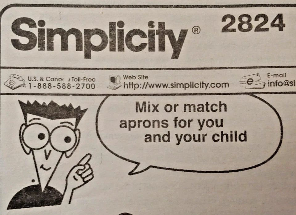 Simplicity 2824 For Dummies Apron for Child and Mom Matching? W/pockets - Image 2 of 4