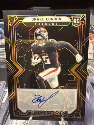 2022 Panini Obsidian - Rookies Drake London #112 Electric Etch Orange Autographs