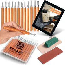 Beginner-Friendly Wood Carving Kit, 15pc Wood Carving Tools Set with Razor Sharp
