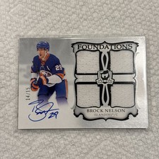 Brock Nelson Auto SSP # 14/15 2023-24 UD The Cup Hockey USA Game Worn Quad Relic