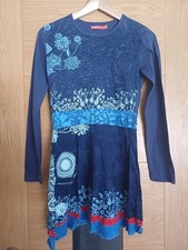 Girls Quirky Blue DESIGUAL  Long Sleeved Dress Size 13-14y.  Excellent Condition