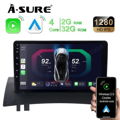 2+64GB Autoradio Navi Radio Carplay GPS WIFI BT Für Renault Megane II 2002-2008