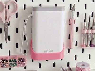 Nelko P21 SKADIS Label Printer Holder, Charging Stand, Wall Mount Bracket-(PINK)