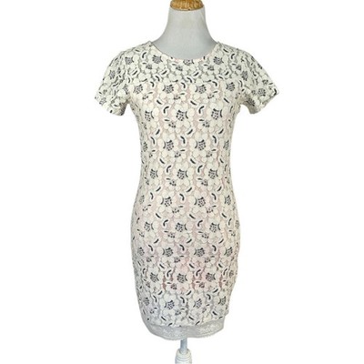 Silvian Heach Ivory Lace Mini Dress With Pink Lining Size XS