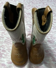 Boot Barn Lil' Infant Baby Girl Old West Cowgirl Boots Brown/ Cactus Size 2