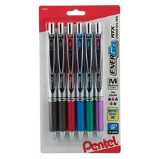 Pentel EnerGel RTX Refillable Liquid Gel Pens - Assorted Colors 6-pk