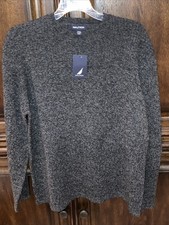 NAUTICA Men  s 100 Wool Pullover Sweater Charcoal Size XL -NWT