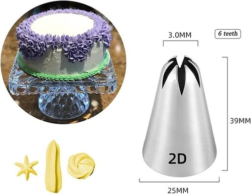Large Icing Piping Tips,1M 2D 2F Cake Cupcake Decorating Tip Set Kit,Star Drop F - Picture 5 of 7