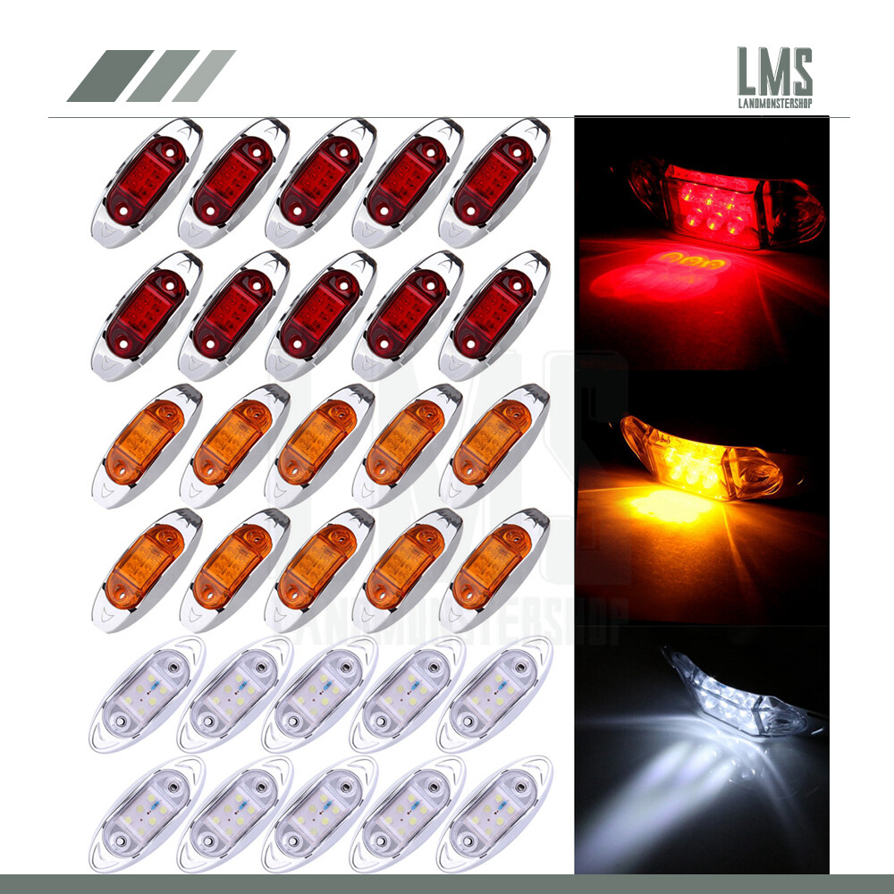 10x White Amber Red 4" LED Clearance Side Marker Lights for Trucks Trailers