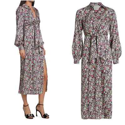 NWT Cinq à Sept Quin Floral Layered Midi Dress Powder Blue Multi Color sz 2