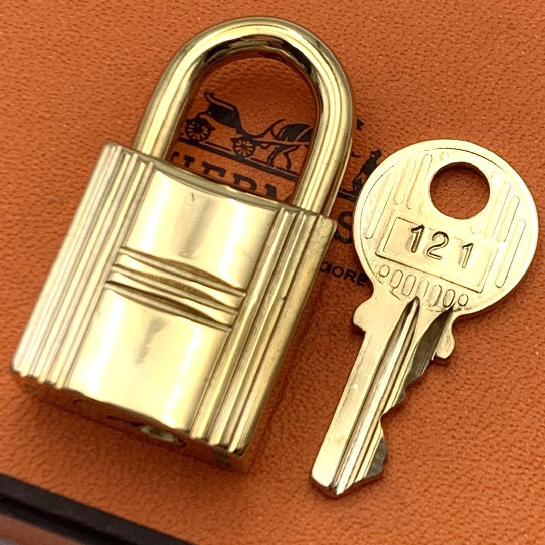 HERMES Set of Padlock & Key Cadena Gold Charm Japan Number HERMES Set of Padlock & Key Cadena Gold Charm Japan Number