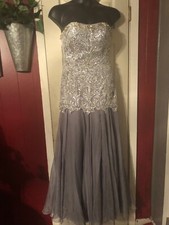 Silver And Grey Long Prom Dress Sz. Large In Good Condition
