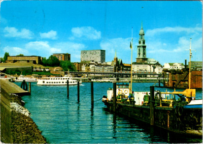 Vintage Postcard Hamburg Hafen Michel Church Germany