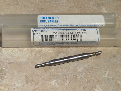 2 pcs GREENFIELD 7/64'' x 3/16'' Shank 2 Flutes Double End Mills 94910 USA