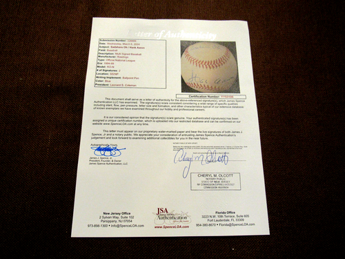 HANK AARON SADAHARU OH HOME RUN KINGS HOF AUTO SIGNED VINTAGE ONL BASEBALL JSA 2 - Picture 6 of 6