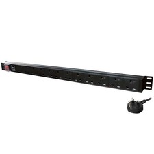 1U 12 Way 13A PDU Vertical Rack Mount Power Distribution Unit Surge Protection