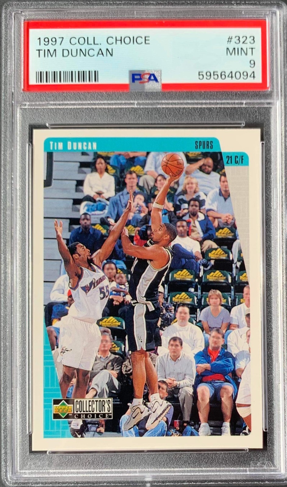 1997-98 Collector's Choice Tim Duncan RC #323 PSA 9 (MINT) *SA Spurs *HOF