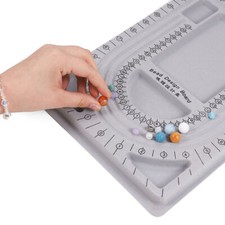 PINK / GREY BEADING BOARD Flocked Bead Design Tray 33cm x 24cm Jewellery Making
