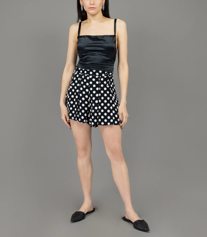 Pantalones Cortos Vintage Lunares Pom Pom Pequeños Cintura Alta Cortos Verano Fluidos Pantalones Cortos Foto 4 de 4