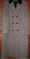 Pure Wool Tweed Herringbone Crombie Style Vintage Coat Uk 10