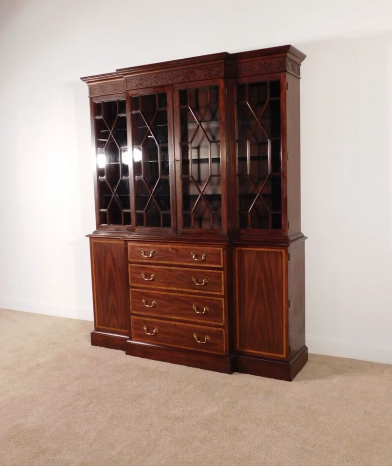 Gabinete chino HENKEL HARRIS con incrustaciones acabado caoba #29 modelo #2365 frente roto Foto 4 de 4