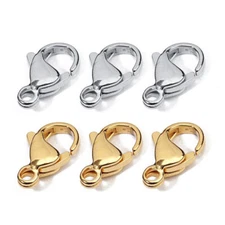 Hot selling 100pcs/lot 316L Stainless Steel Lobster Clasps 18K Gold Plated 