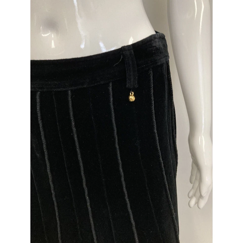 SONIA RYKIEL Black Velour Pleated A-Line Midi Skirt Size M - Image 3 of 4