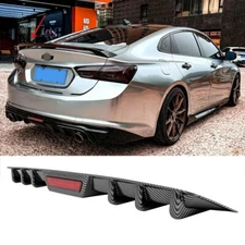 Carbon Style Rear Lower Bumper Shark Fins Lip Body Kits w/Light For Chevy Malibu