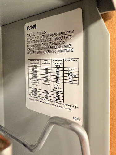 Eaton 200A Meter Socket UTRS223ACH Undergound Ringless 120/240v 1 Ph 3 W 4 J NEW - Picture 4 of 5