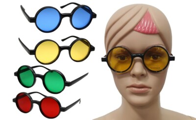 Color Lens Retro Classic Circle Lens Round Plastic 70s Hippie Groovy Sunglasses