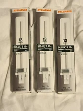 3x Sylvania Dulux S  13W 2700K 21136 CF13DS/827 2-PIN Compact Fluorescent Bulb