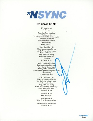*NSYNC JOEY FATONE SIGNED LYRIC SHEET ITS GONNA BE ME AUTOGRAPHED ACOA CERTIFIED