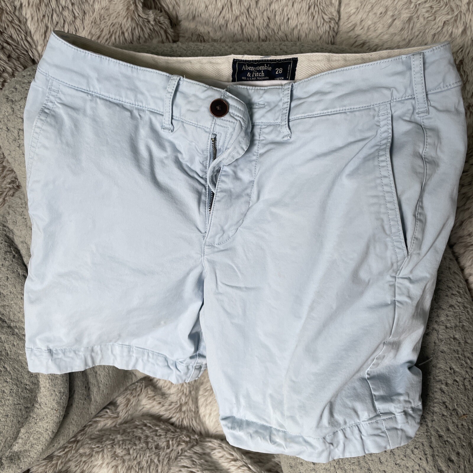 Abercrombie Fitch Mens Stretch Shorts Chino 28 light blue eBay