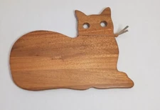 Charcuterie Board Cat  Kitten Wooden Plate Cutting Board with leather collar