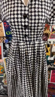 houndstooth fit and flare dress Lily by Firmiana Women’s ¾ Sleeve Fit-and-Flare Dress Black & Red Houndstooth Black & Red Houndstooth / M main image 0