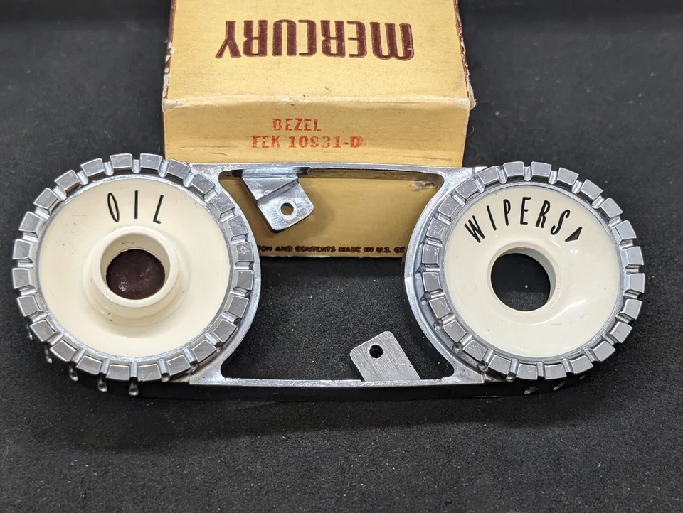 NOS 1957 MERCURY MONTEREY MONTCLAIR WIPER AND OIL SWITCH ESCUTHEON BEZEL - Image 3 of 4