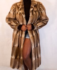 Real Fur Brown Muskrat Bisam Vintage Oversized Lux Coat Jacket Fr127